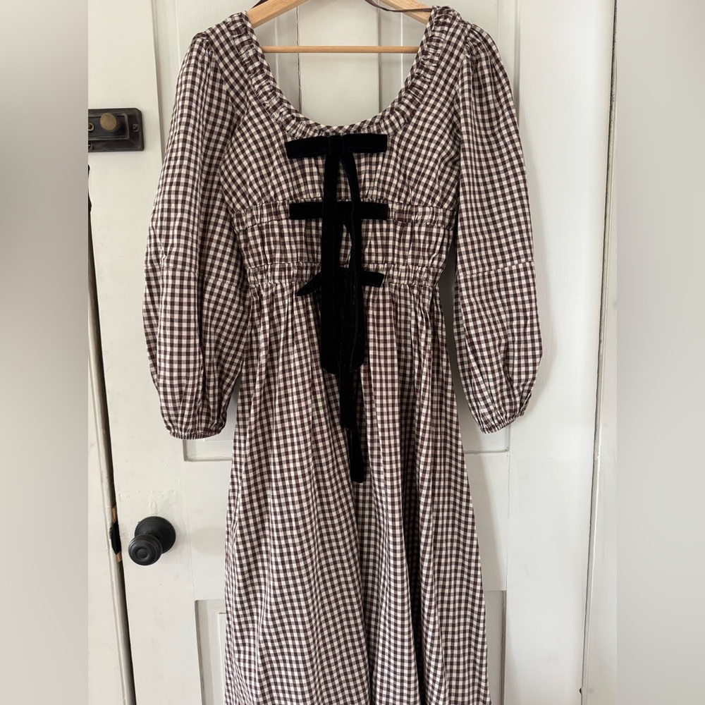 Damson Mader Dakota brown gingham dress size 8 NWOT